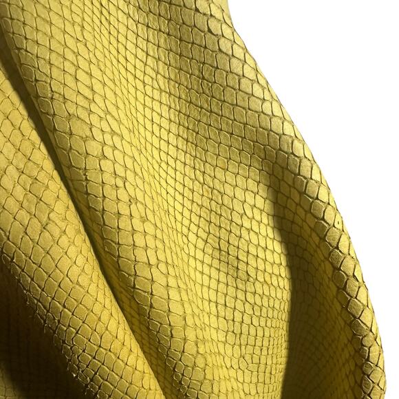 Berge Yellow Embossed Leather Shoulder Bag Snakeskin Hobo - Picture 11 of 11